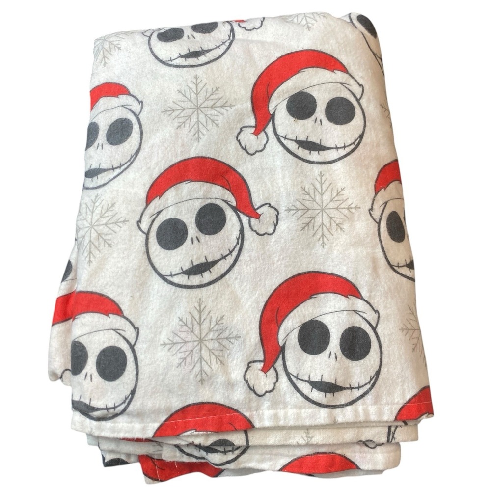 Disney Nightmare Before Christmas Santa Twin Flannel Flat Sheet Jack Skellington